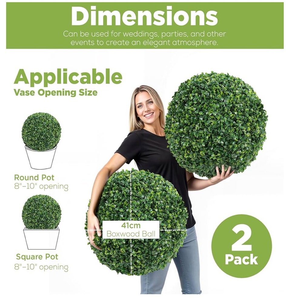 Decorative Artificial Boxwood
Topiary Balls 16” NEW